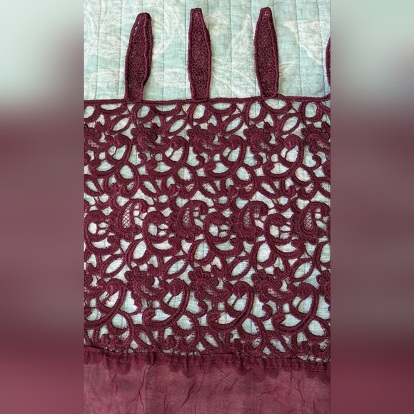 Burgundy Curtain With Gorgeous Lace Details. 2 Panels 83x50 each. - Picture 3 of 9